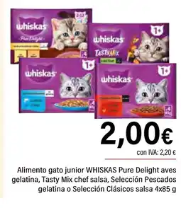 Cash Ifa WHISKAS Alimento gato junior Pure Delight aves gelatina oferta