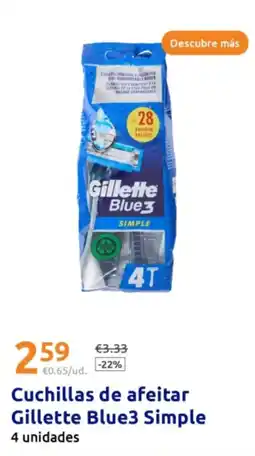 Action Cuchillas de afeitar Gillette Blue3 Simple oferta