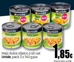 Unide Market UNIDE Maíz dulce clásico o sin sal oferta