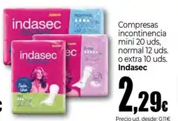 Unide Market INDASEC Compresas incontinencia mini 20 uds, normal 12 uds. o extra 10 uds. oferta