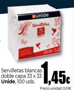 Unide Market UNIDE Servilletas blancas doble capa 33 x 33 oferta