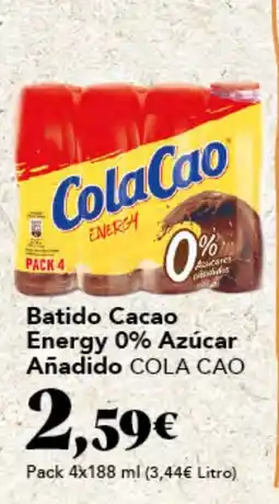 Gadis COLA CAO Batido Cacao Energy 0% Azúcar Añadido oferta