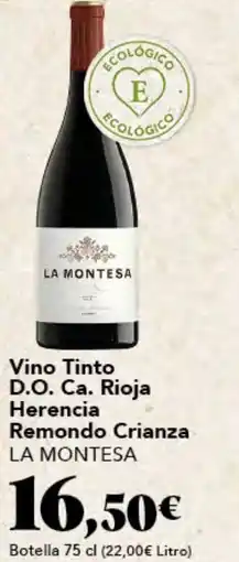 Gadis LA MONTESA Vino Tinto D.O. Ca. Rioja Herencia Remondo Crianza oferta