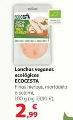 Alcampo ECOCESTA Lonchas veganas ecológicas oferta