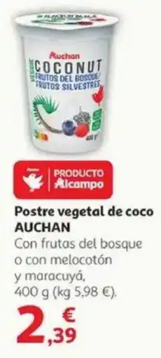 Alcampo AUCHAN Postre vegetal de coco oferta