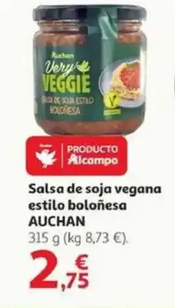 Alcampo AUCHAN Salsa de soja vegana estilo boloñesa oferta