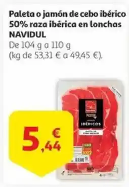 Alcampo NAVIDUL Paleta o jamón de cebo ibérico 50% raza ibérica en lonchas oferta