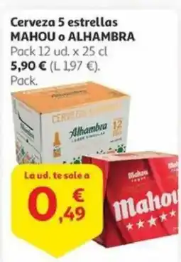 Alcampo MAHOU O ALHAMBRA Cerveza 5 estrellas oferta