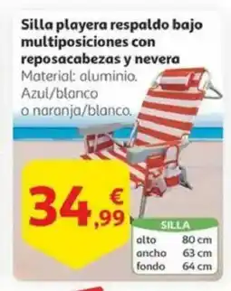 Alcampo Silla playera respaldo bajo multiposiciones con reposacabezas y nevera oferta