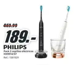 MediaMarkt PHILIPS Pack 2 cepillos eléctricos HX9914/57 oferta