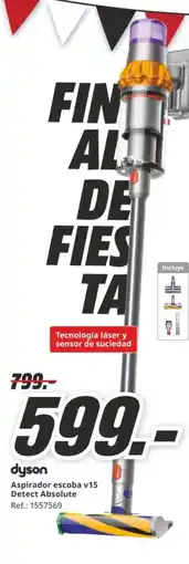 MediaMarkt DYSON Aspirador escoba v15 Detect Absolute oferta