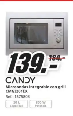 MediaMarkt CANDY Microondas integrable con grill CMGI201EX oferta