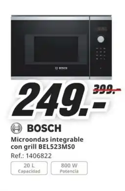 MediaMarkt BOSCH Microondas integrable con grill BEL523MS0 oferta