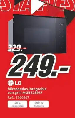 MediaMarkt LG Microondas integrable con grill MGBZ2593F oferta