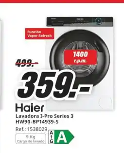 MediaMarkt HAIER Lavadora I-Pro Series 3 HW90-BP14939-S oferta