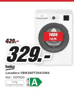 MediaMarkt BEKO Lavadora VBM3WFT39413WA oferta