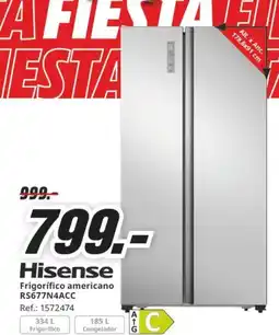 MediaMarkt HISENSE Frigorífico americano RS677N4ACC oferta
