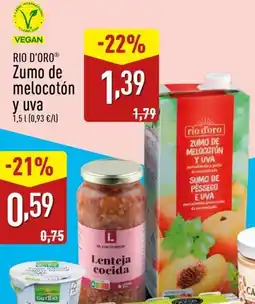 ALDI RIO D'ORO Zumo de melocotón y uva oferta