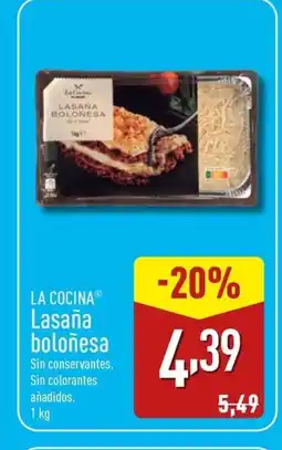 ALDI LA COCINA Lasaña boloñesa oferta
