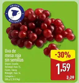 ALDI Uva de mesa roja sin semillas oferta