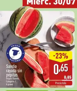 ALDI Sandía rayada sin pepitas oferta