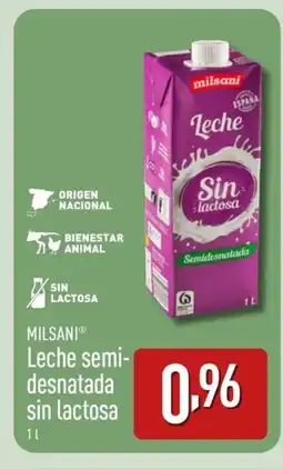 ALDI MILSANI Leche semi- desnatada sin lactosa oferta