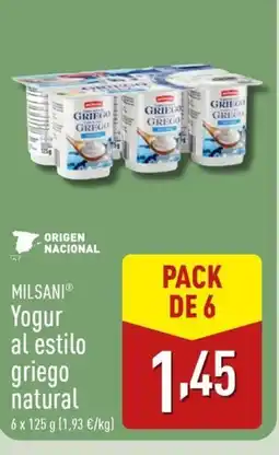 ALDI MILSANI Yogur al estilo griego natural oferta