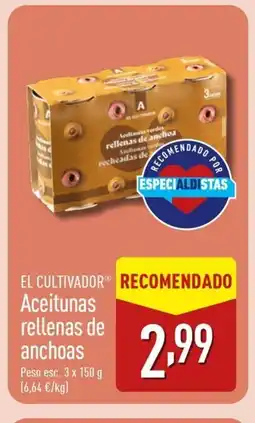 ALDI EL CULTIVADOR Aceitunas rellenas de anchoas oferta