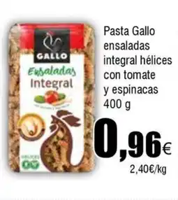 FROIZ GALLO Pasta ensaladas integral hélices con tomate y espinacas oferta