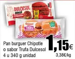 FROIZ DULCESOL Pan burguer Chipotle o sabor Trufa oferta