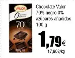 FROIZ VALOR Chocolate 70% negro 0% azúcares añadidos oferta