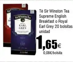 FROIZ Té Sir Winston Tea Supreme English Breakfast o Royal Earl Grey 20 bolsitas oferta