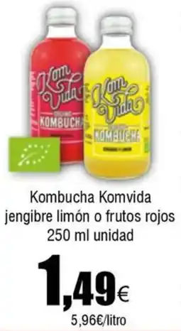 FROIZ Kombucha Komvida jengibre limón o frutos rojos oferta