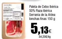 FROIZ Paleta de Cebo Ibérica 50% Raza ibérica Serranía de la Aldea lonchas finas oferta