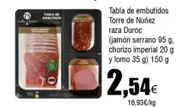 FROIZ Tabla de embutidos Torre de Núñez raza Duroc (jamón serrano chorizo imperial y lomo oferta