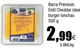 Cash FROIZ Barra Premium Estil Cheddar ideal burger lonchas oferta