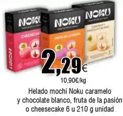 Cash FROIZ NOKU Helado mochi caramelo y chocolate blanco, fruta de la pasión o cheesecake 6 u oferta