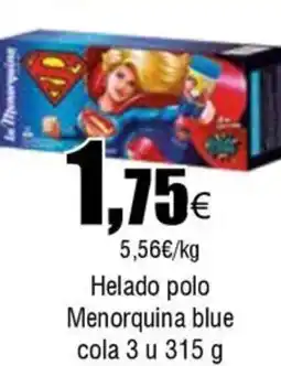 Cash FROIZ Helado polo Menorquina blue cola 3 u oferta