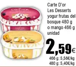 Cash FROIZ CARTE D'OR Les Desserts yogur frutas del bosque o mango oferta