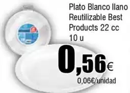 Cash FROIZ Plato Blanco llano Reutilizable Best Products 22 cc oferta
