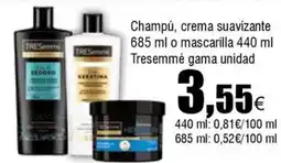 Cash FROIZ TRESEMME Champú, crema suavizante o mascarilla gama oferta