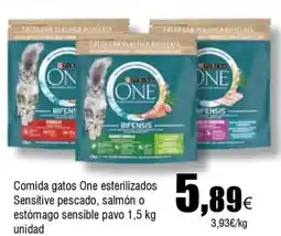 Cash FROIZ Comida gatos One esterilizados Sensitive pescado, salmón o estómago sensible pavo oferta