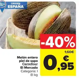 Carrefour Market Melón entero piel de sapo Carrefour El Mercado oferta