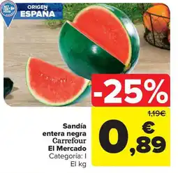 Carrefour Market Sandía entera negra Carrefour El Mercado oferta