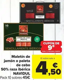Carrefour Market NAVIDUL Maletín de jamón o paleta de cebo 50% raza ibérica oferta