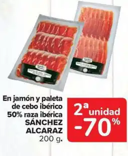 Carrefour Market SÁNCHEZ ALCARAZ En jamón y paleta de cebo ibérico 50% raza ibérica oferta