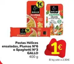 Carrefour Market GALLO Pastas Hélices ensaladas, Plumas N°6 • Spaghetti N°3 oferta