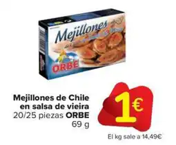Carrefour Market ORBE Mejillones de Chile en salsa de vieira 20/25 piezas oferta