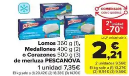 Carrefour Market PESCANOVA Lomos Medallones o Corazones de merluza oferta