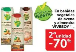 Carrefour Market VIVESOY En bebidas vegetales de avena y almendra oferta